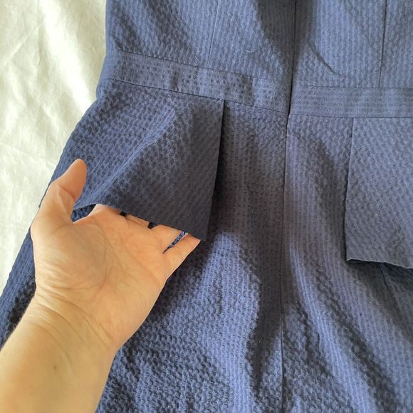 Banana Republic Womens Dress Size 2 Strapless Peplum Pucker Blue Mini Cocktail - Picture 5 of 12